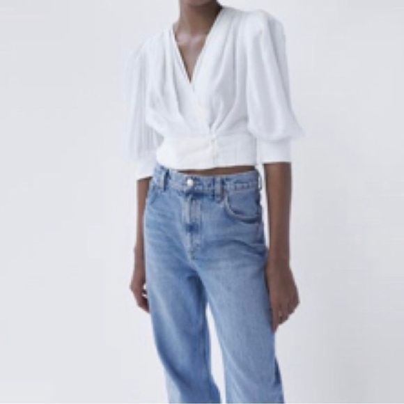 Zara Tops Zara Deep Surplice Neck Crop Top Poshmark